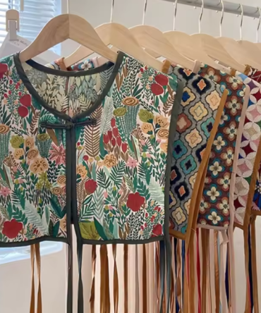 Embroidery Lace-up Chic Vintage Casual Korean Summer Classic Prevalent Waistcoat
