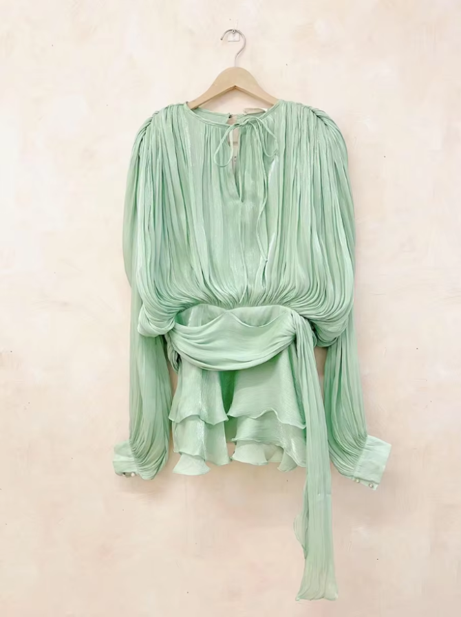 Solid Blouse V Neck Long Sleeve Spliced Lace Up Sweet Style Dresses - Image 13