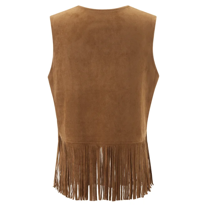 Women's Casual Sleeveless Open Front Tassel Hippie Jacket Vests - Image 3