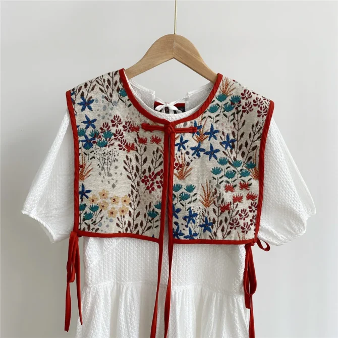 Embroidery Lace-up Chic Vintage Casual Korean Summer Classic Prevalent Waistcoat - Image 3