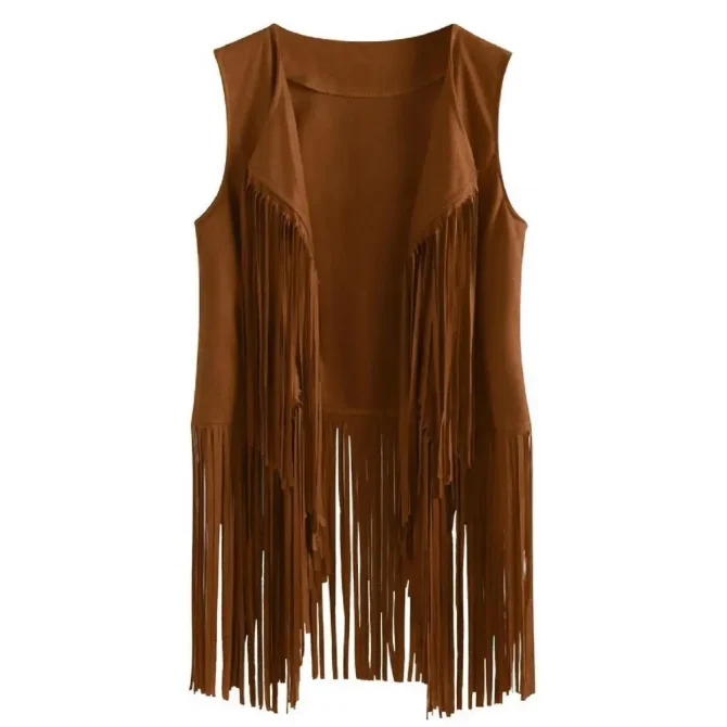 Women Cardigan Tassel Fringed Vintage Western Cowboy Cosplay Sleeveless Stage Vest - Image 4
