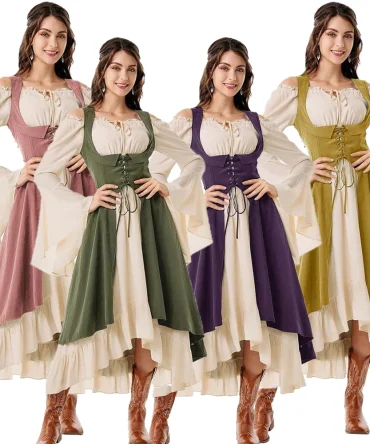 Women's Renaissance Chest Pirate Farmer High-low Dresses