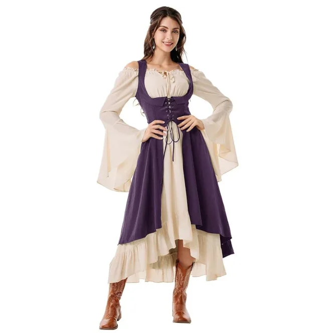 Women's Renaissance Chest Pirate Farmer High-low Dresses - Image 4