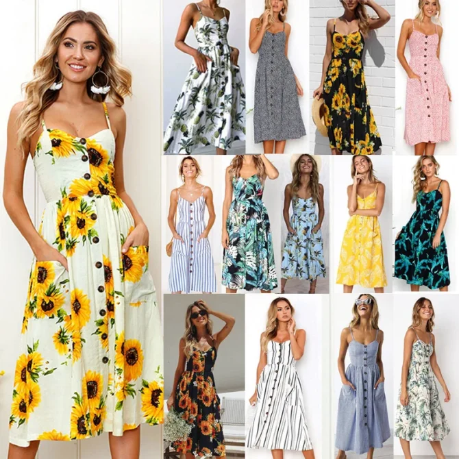 Sexy Floral Summer Vintage Casual Sundress Female Beach Dresses - Image 2