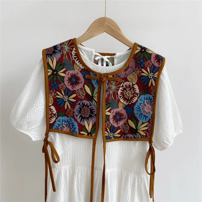 Embroidery Lace-up Chic Vintage Casual Korean Summer Classic Prevalent Waistcoat - Image 4