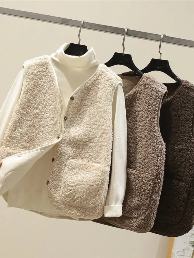Women Winter Warm Thick Fleece Sleeveless Jacket Waistcoat Vests