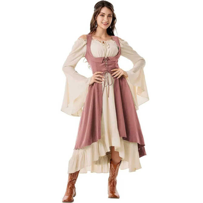 Women's Renaissance Chest Pirate Farmer High-low Dresses - Image 2