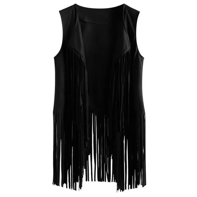 Women Cardigan Tassel Fringed Vintage Western Cowboy Cosplay Sleeveless Stage Vest - Image 2