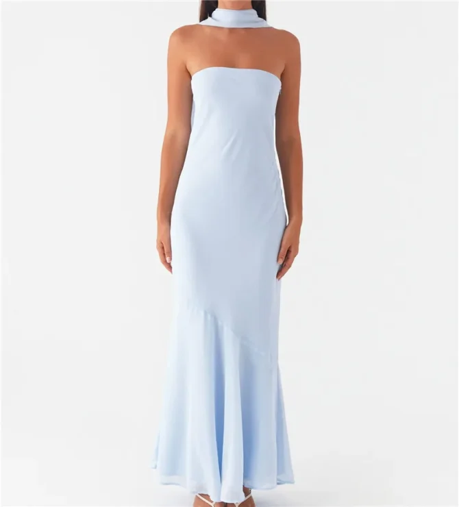 Womens Floral Strapless Y2k Backless Tube Long Dresses - Image 6