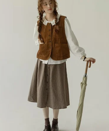 Japanese Style Solid All-match Comfortable Corduroy Design Warm Simple Vests