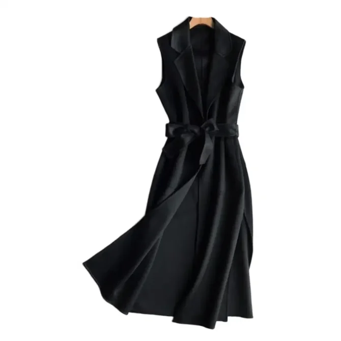 Elegant Lady Thermal Turn-down Collar Sleeveless Open Stitch Cardigan Vest - Image 3