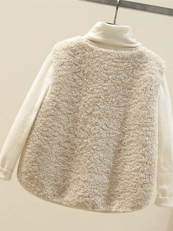 Women Winter Warm Thick Fleece Sleeveless Jacket Waistcoat Vests - Image 3