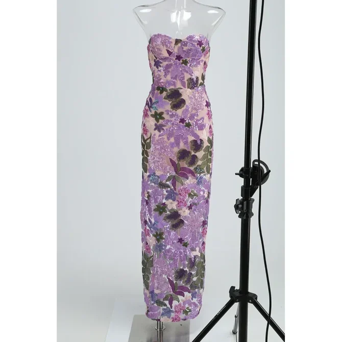2025 Summer New Bra Heavy Industry Sequins Split Long Dresses - Image 2