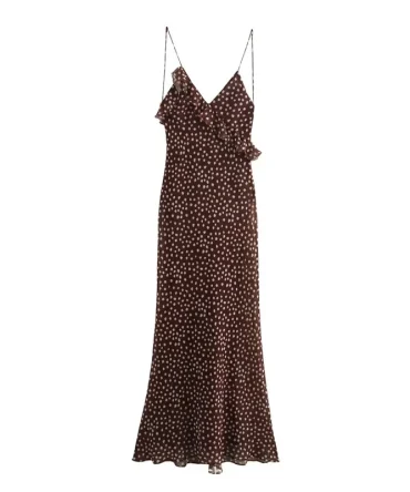 Slim Fit Polka Dot Sleeveless Layered Decoration Sexy Backless Gown Dresses
