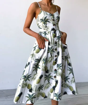 Sexy Floral Summer Vintage Casual Sundress Female Beach Dresses