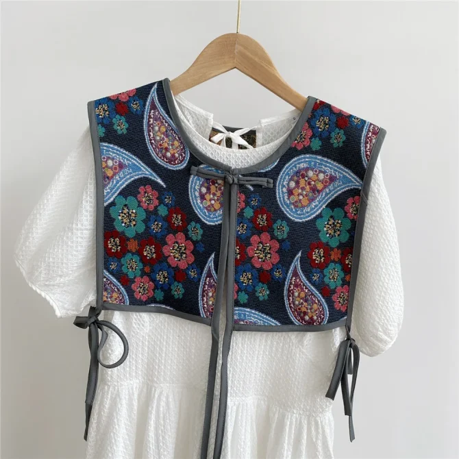 Embroidery Lace-up Chic Vintage Casual Korean Summer Classic Prevalent Waistcoat - Image 5