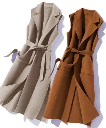 Elegant Lady Thermal Turn-down Collar Sleeveless Open Stitch Cardigan Vest
