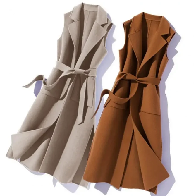 Elegant Lady Thermal Turn-down Collar Sleeveless Open Stitch Cardigan Vest