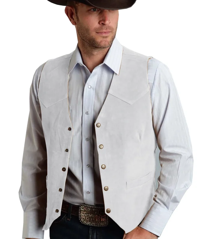 Brown Vest Men's Formal Business Suit Suede Waistcoat Groomsmen For Wedding New Cowboy - Image 16