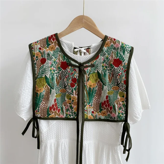 Embroidery Lace-up Chic Vintage Casual Korean Summer Classic Prevalent Waistcoat - Image 2