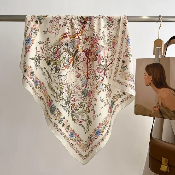 70cm Cotton Floral Print Bandanas Square Handkerchief Scarves