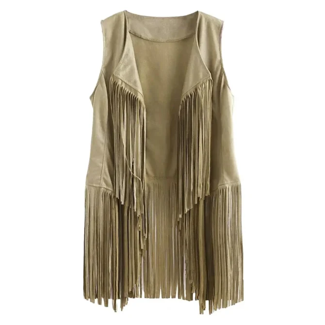 Women Cardigan Tassel Fringed Vintage Western Cowboy Cosplay Sleeveless Stage Vest - Image 5