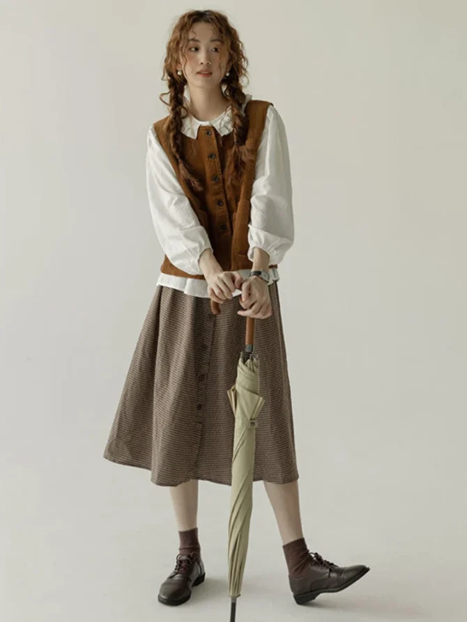 Japanese Style Solid All-match Comfortable Corduroy Design Warm Simple Vests - Image 4